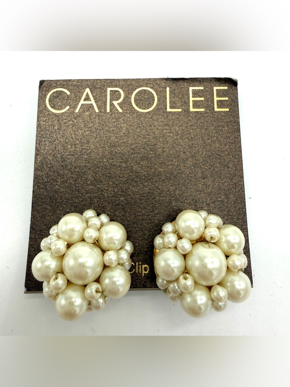 NWT Carolee Cream Pearl Cluster Clip-On Earrings